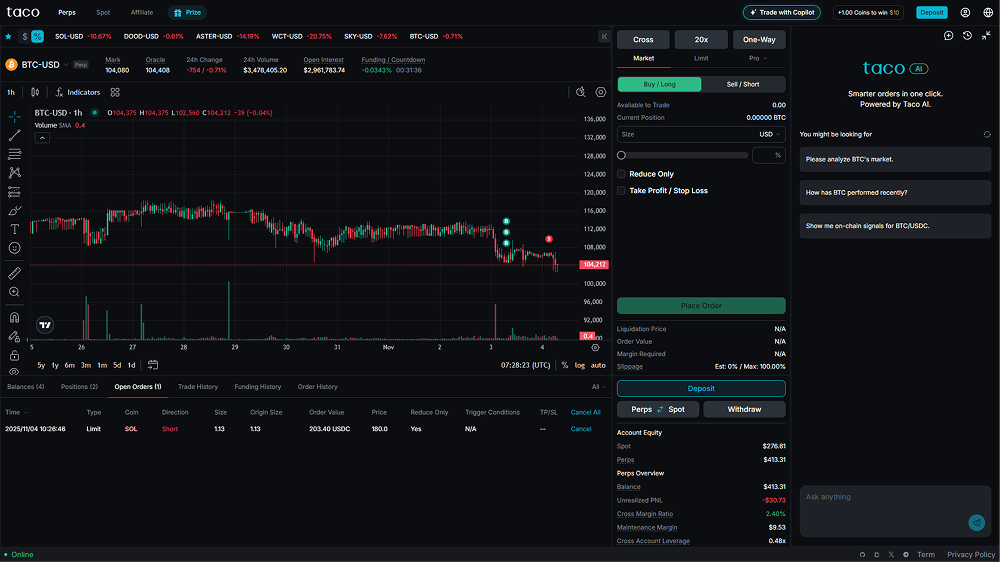 Taco AI Trading Interface